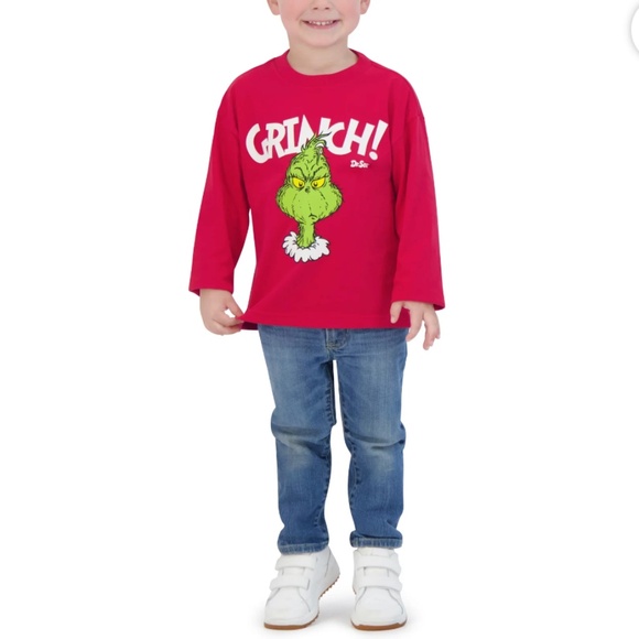 Grinch Toddler Red Long Sleeve Unisex T-Shirt Size 5T NWT - Picture 1 of 8